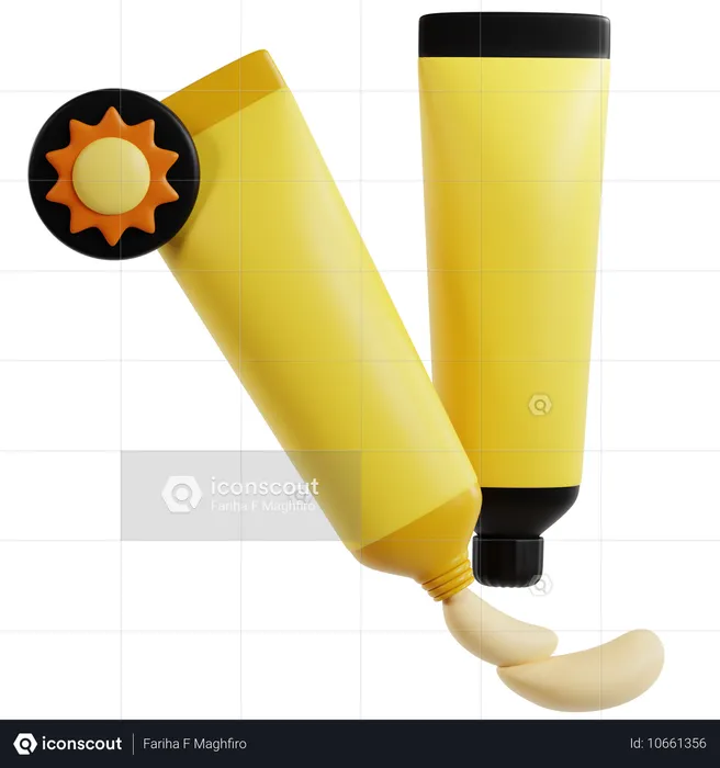 Bright Yellow Sunscreen Tubes  3D Icon