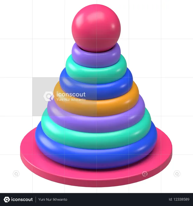 Brinquedo de empilhar anéis  3D Icon