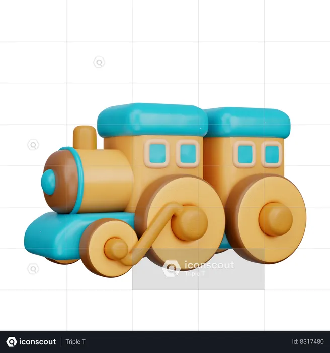 Brinquedo de trem de madeira  3D Icon