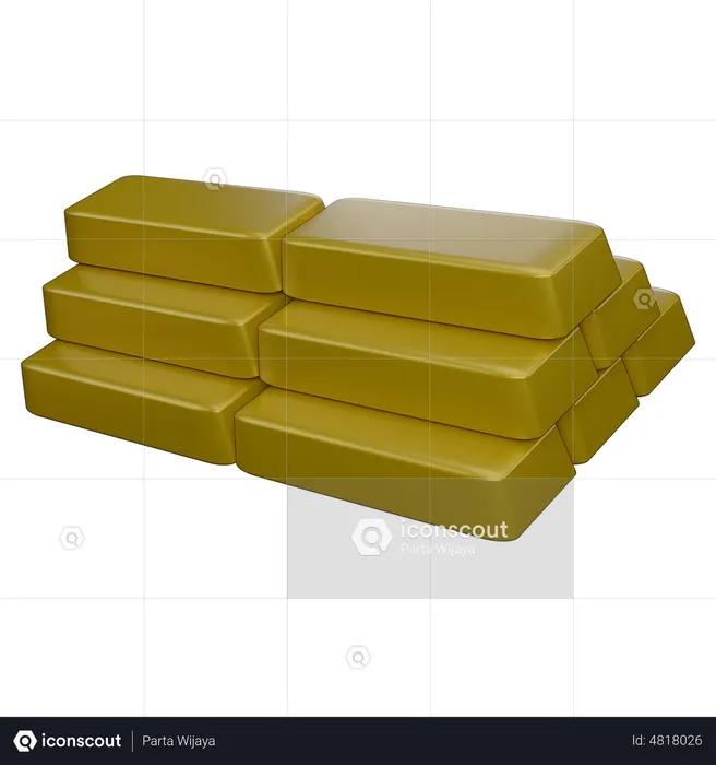 Briques d'or  3D Icon