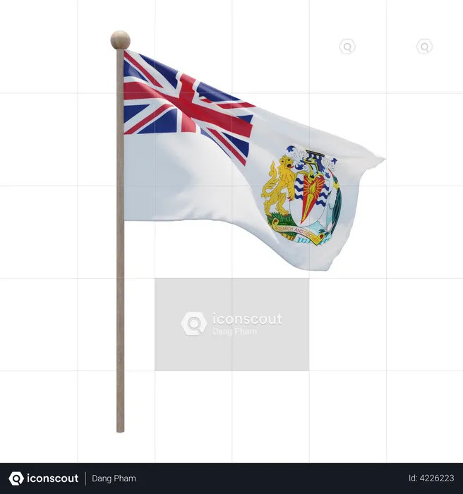 British Antarctic Territory Flag Pole  3D Flag