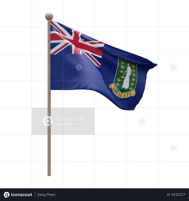 British Virgin Islands Flag Pole  3D Flag