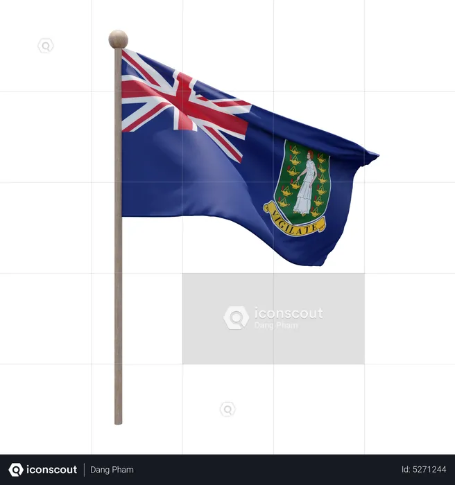 British Virgin Islands Flagpole Flag 3D Icon