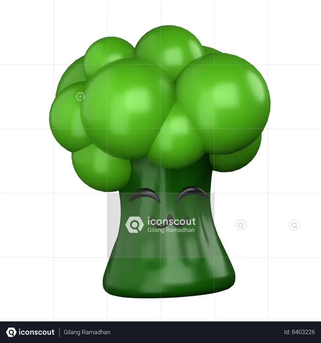 Sorriso de brócolis Emoji 3D Icon