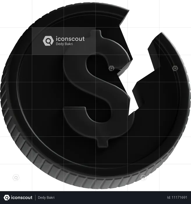 Broken Coin  3D Icon