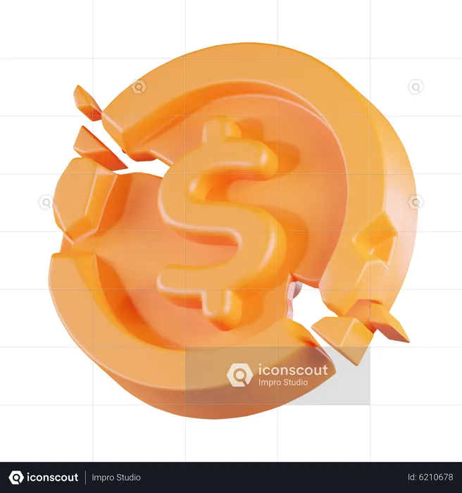 Broken Coin  3D Icon