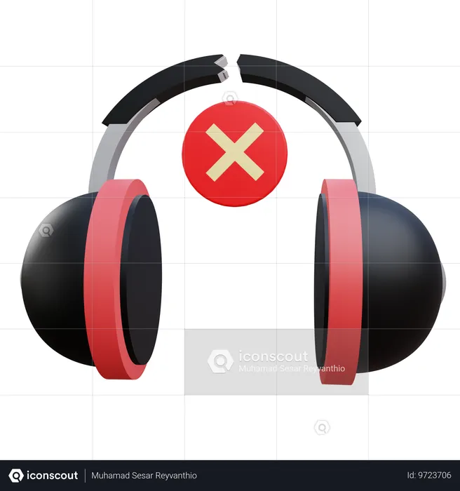 Broken Headphone  3D Icon