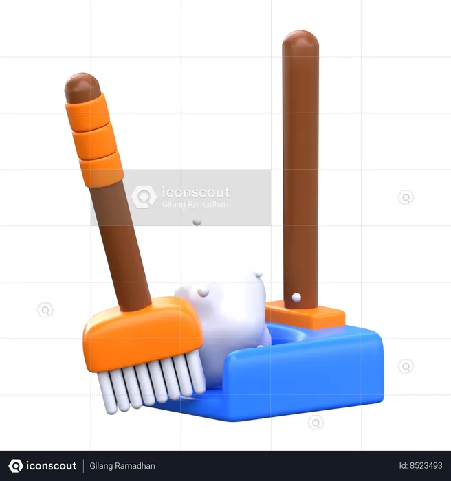 Broom And Dustpan  3D Icon