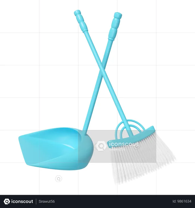 Broom And Dustpan  3D Icon