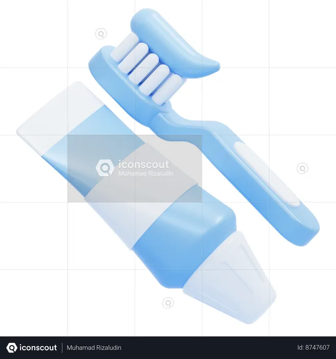 Brosse à dents avec de la pâte  3D Icon