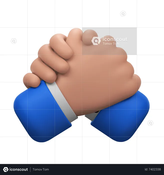 Brotherhood Handshake Hands Gesture  3D Icon