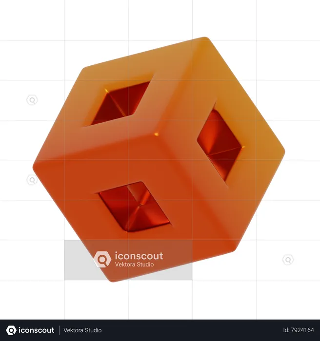 Brown Cubic Square  3D Icon