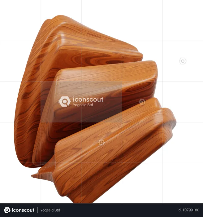 Brown Woodgrained Objects Form Abstract Shape  3D Icon