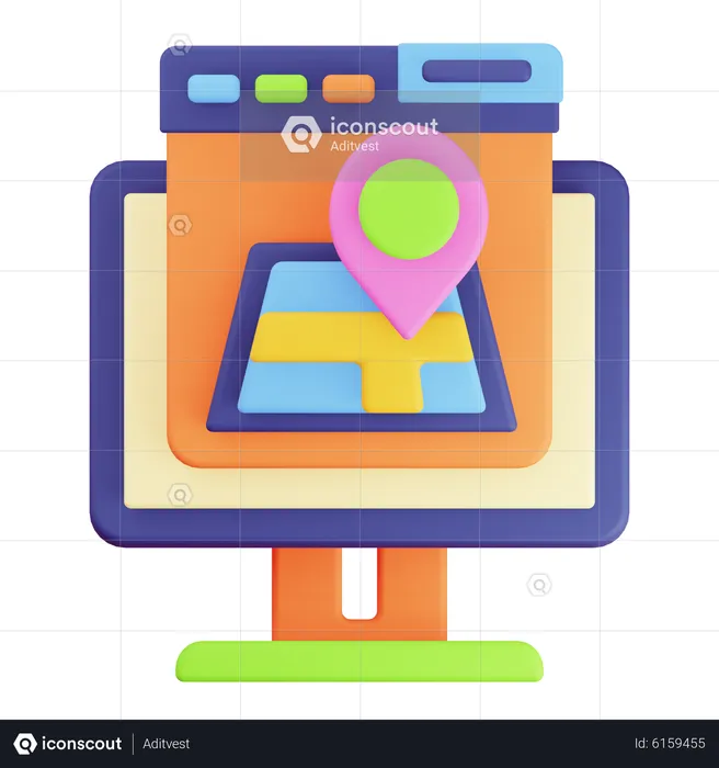 Browser Map  3D Icon
