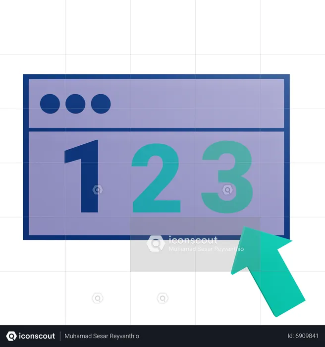 Browser With Number  3D Icon