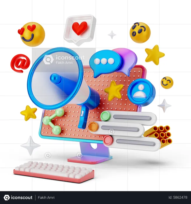 Browsing Social Media Review  3D Illustration