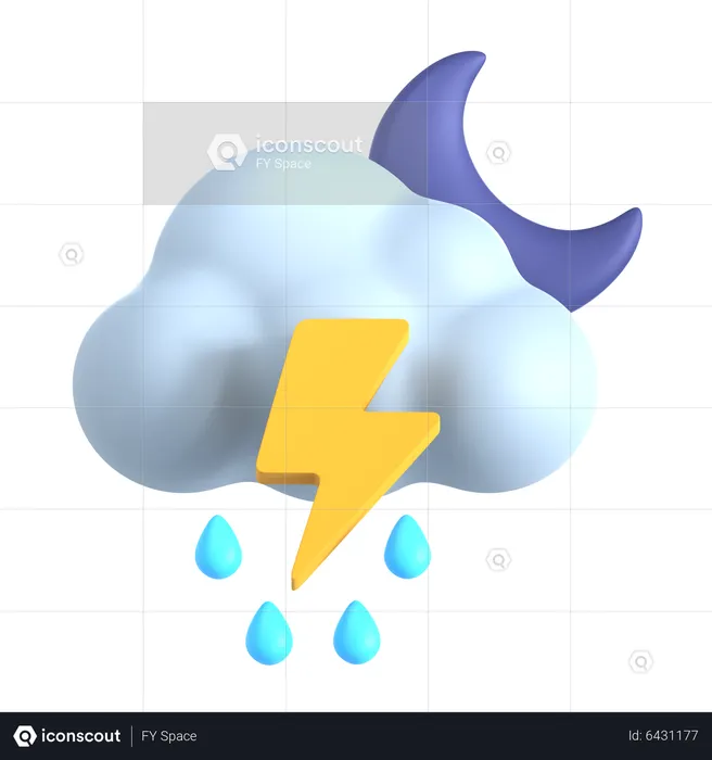 Bruine éclair la nuit  3D Icon