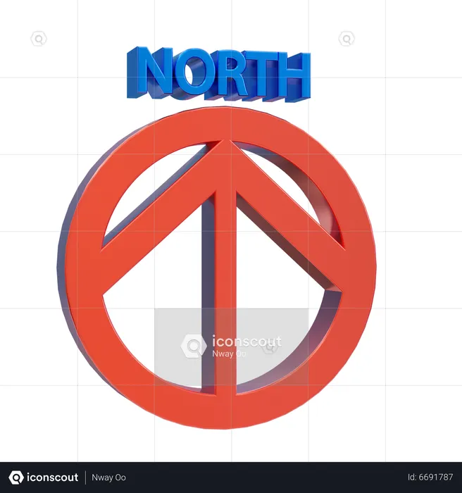 Brújula de dirección norte  3D Icon