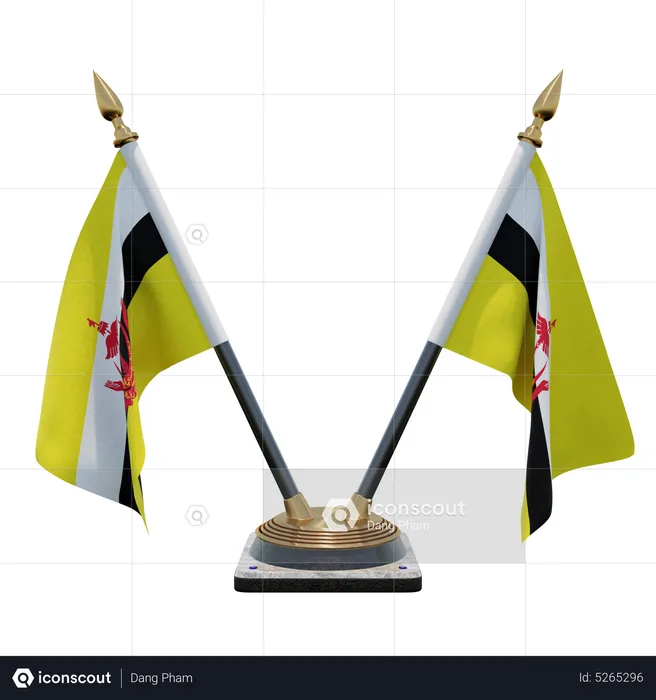 Suporte para bandeira de mesa dupla Brunei (V) Flag 3D Icon