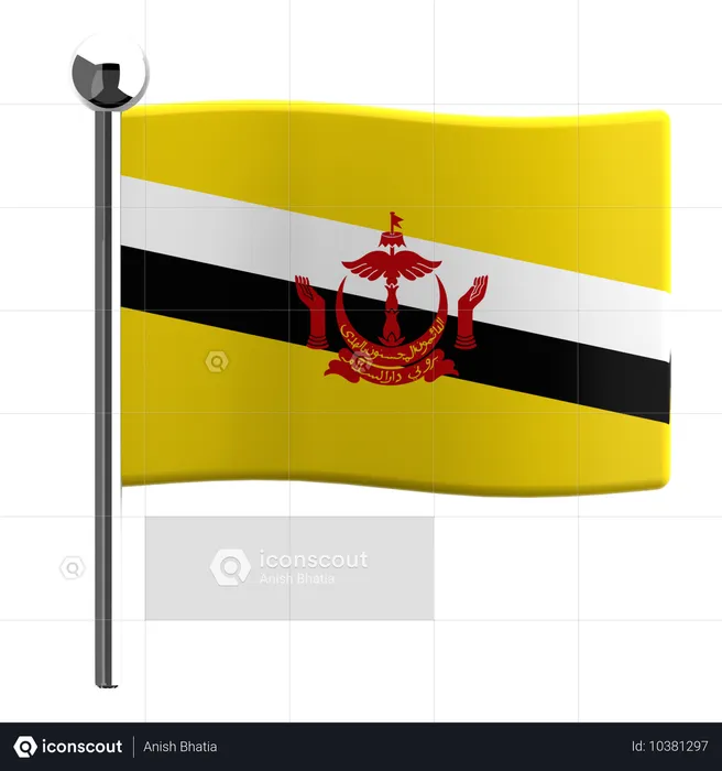 Brunei Darussalam Flag 3D Icon