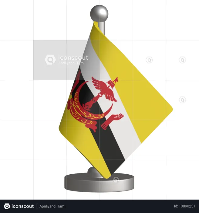 Brunei Desk Flag  3D Icon