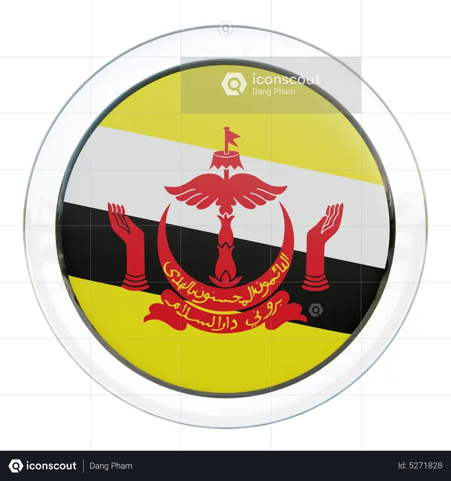 Brunei Round Flag Flag 3D Icon