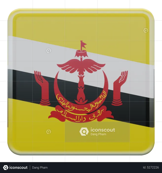 Brunei Square Flag Flag 3D Icon