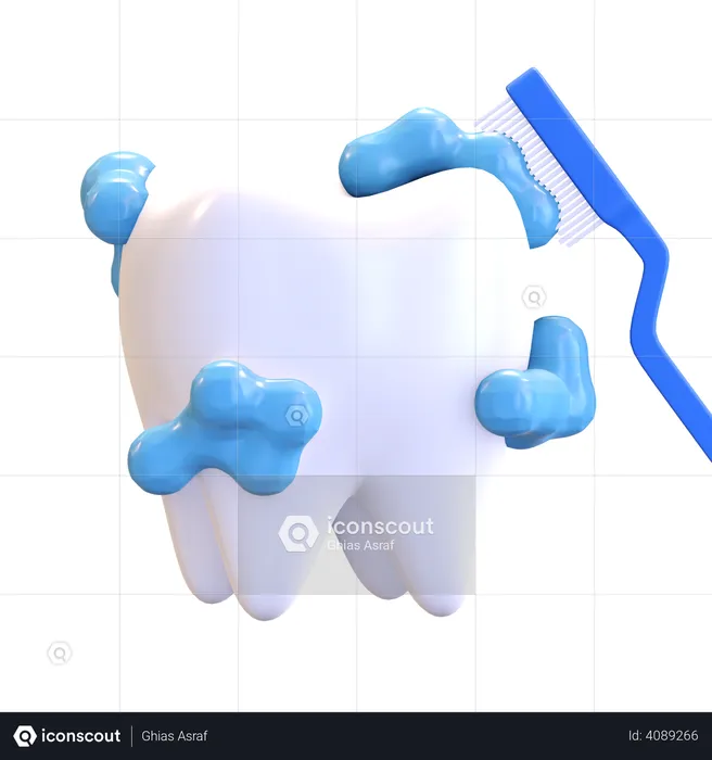 Brushing Teeth  3D Illustration