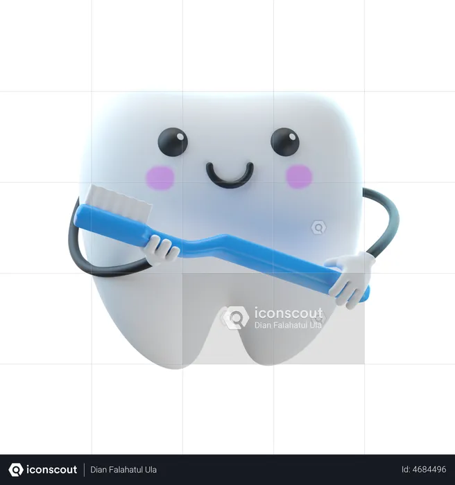 Brushing Tooth  3D Illustration