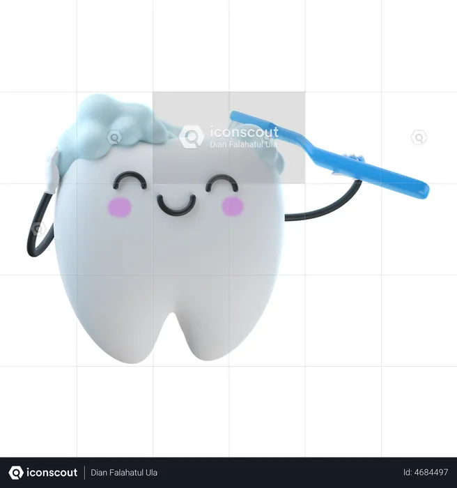 Brushing Tooth  3D Illustration