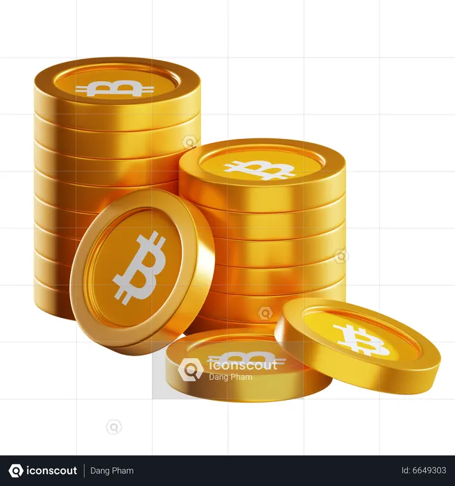 Btc Coin Stacks  3D Icon