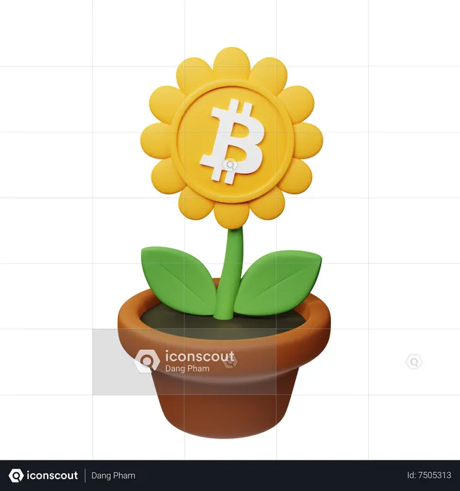 Btc Crypto Plant Pot  3D Icon