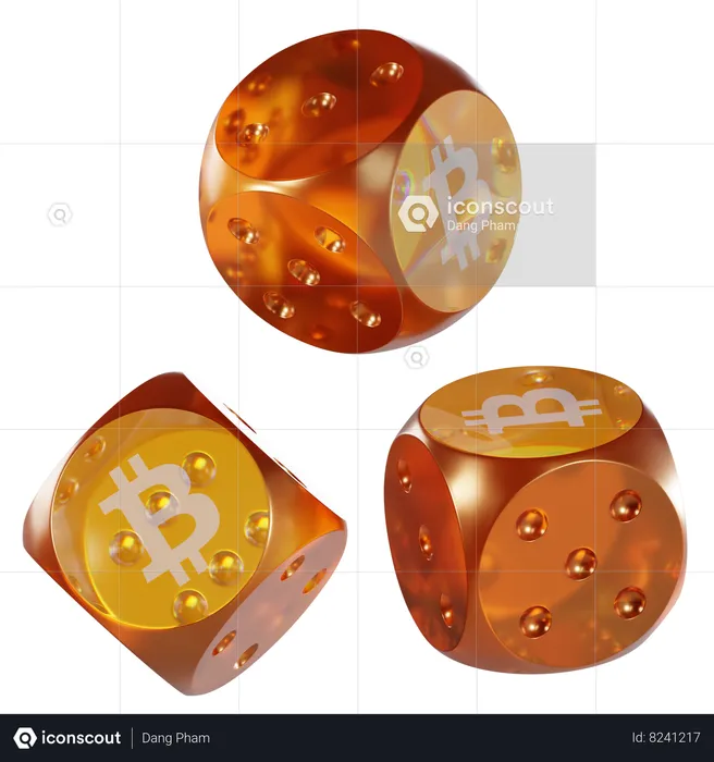 Btc Glass Dice Crypto  3D Icon