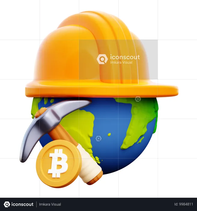 BTC mining world  3D Icon