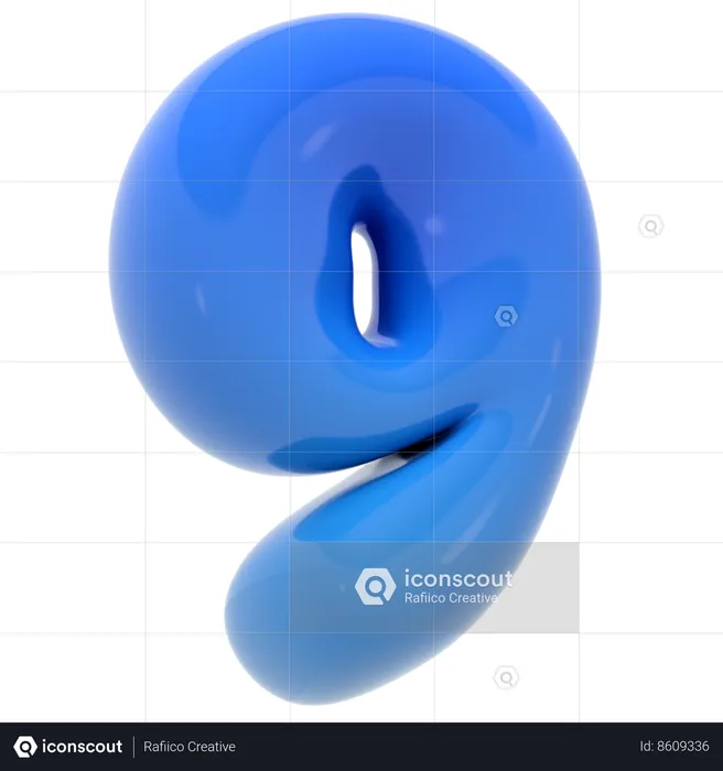 Bubble number nine  3D Icon