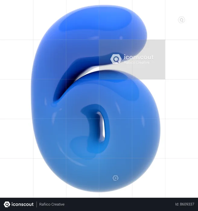 Bubble number six  3D Icon