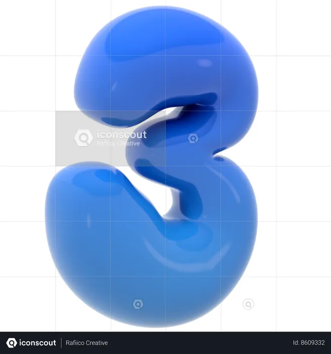 Bubble number three  3D Icon