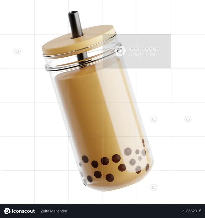 Bubble Tea On A Tall Glass  3D Icon