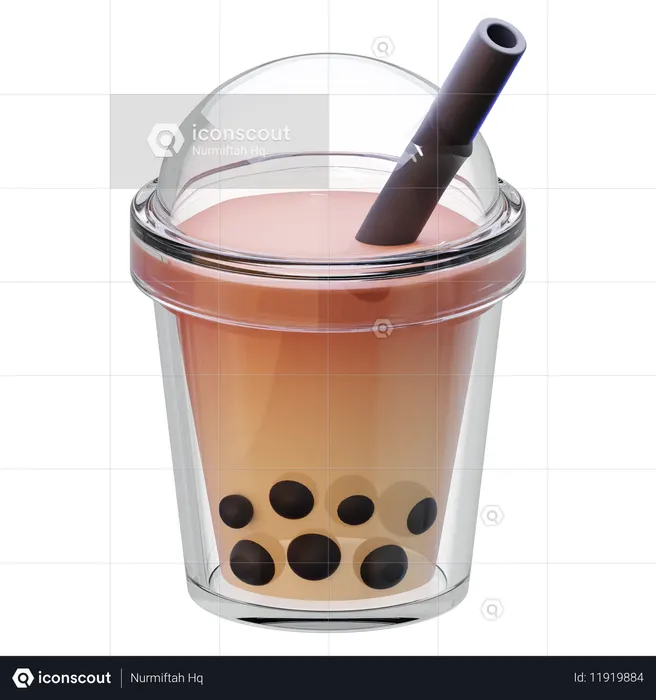 Bubble Tea Transparent Cup  3D Icon