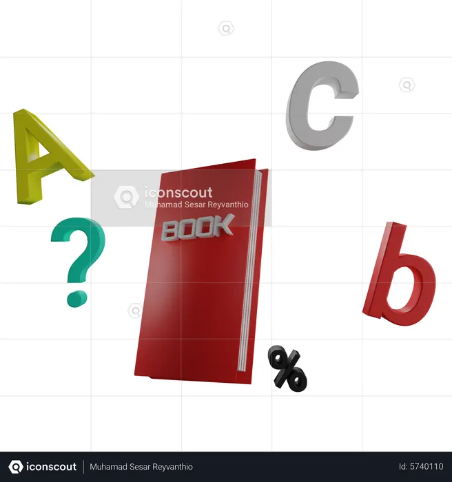 Buch und Alphabet  3D Icon