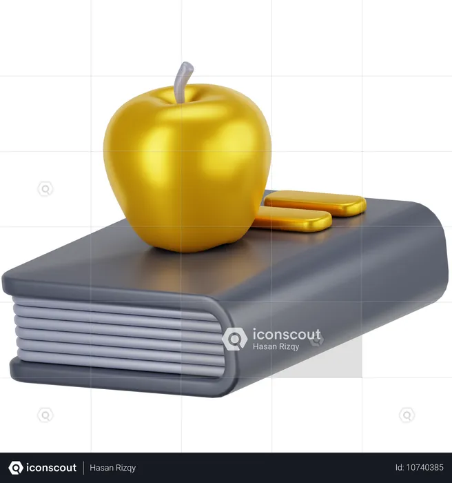 Buch und Apfel  3D Icon