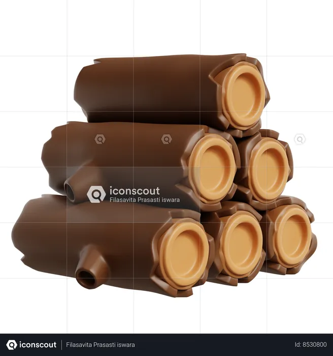 Bûche de bois  3D Icon