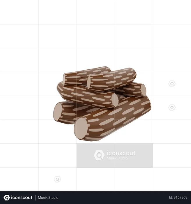 Bûche de bois  3D Icon