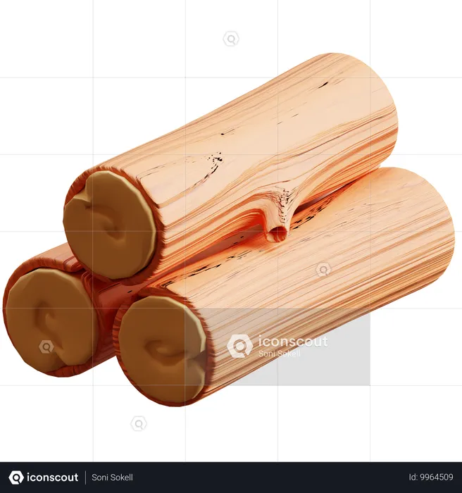 Bûche de bois  3D Icon