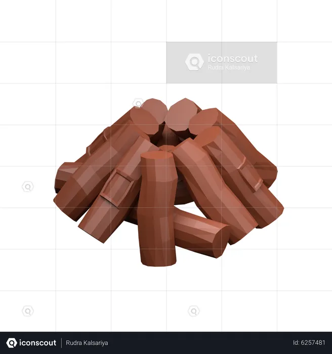 Bûches de bois  3D Icon