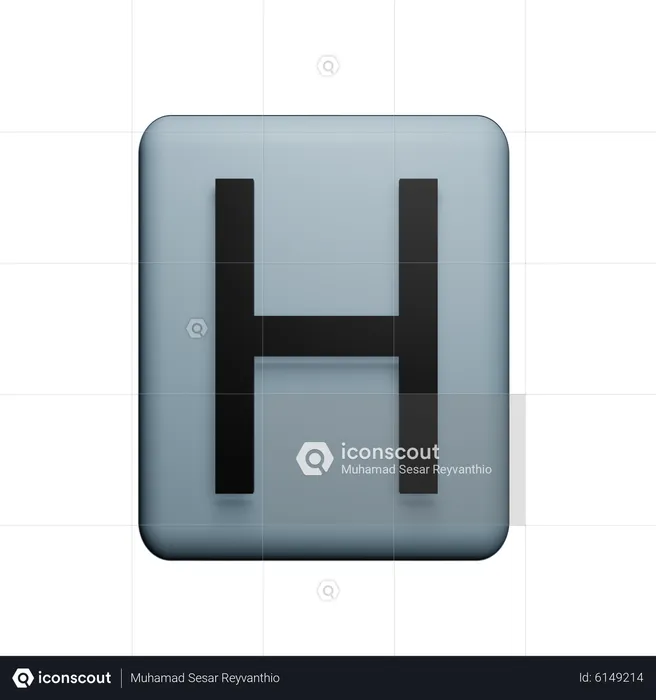 Alphabet mit H  3D Icon