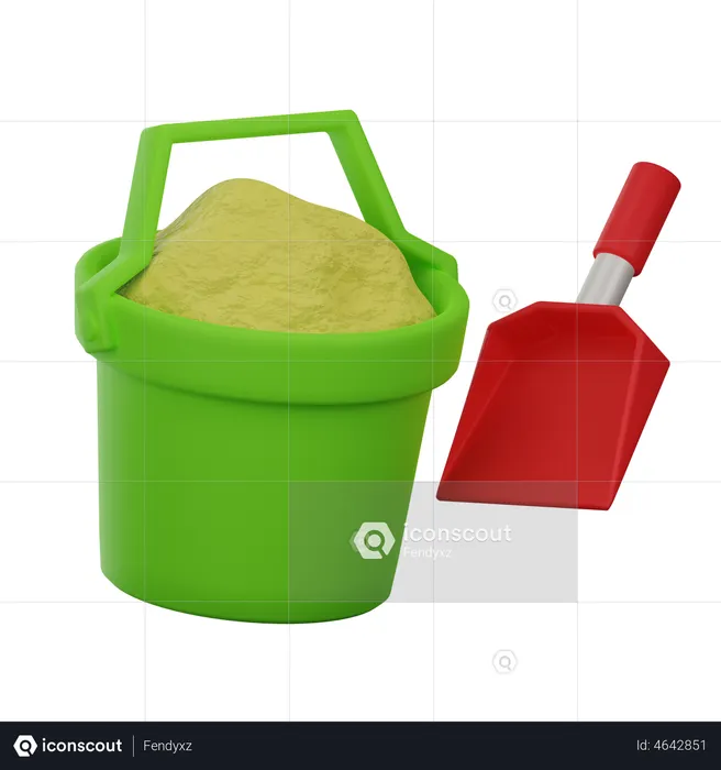 Bucket And Shovel  3D Illustration