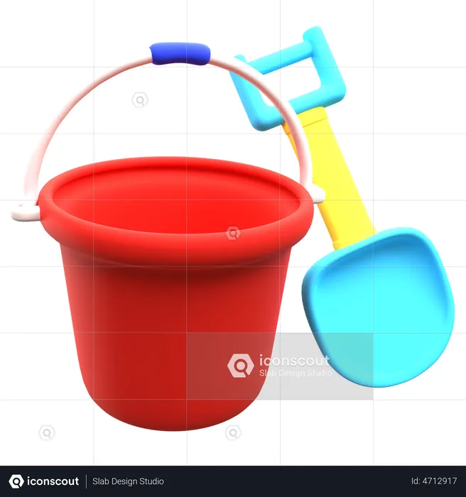 Bucket And Shovel  3D Illustration