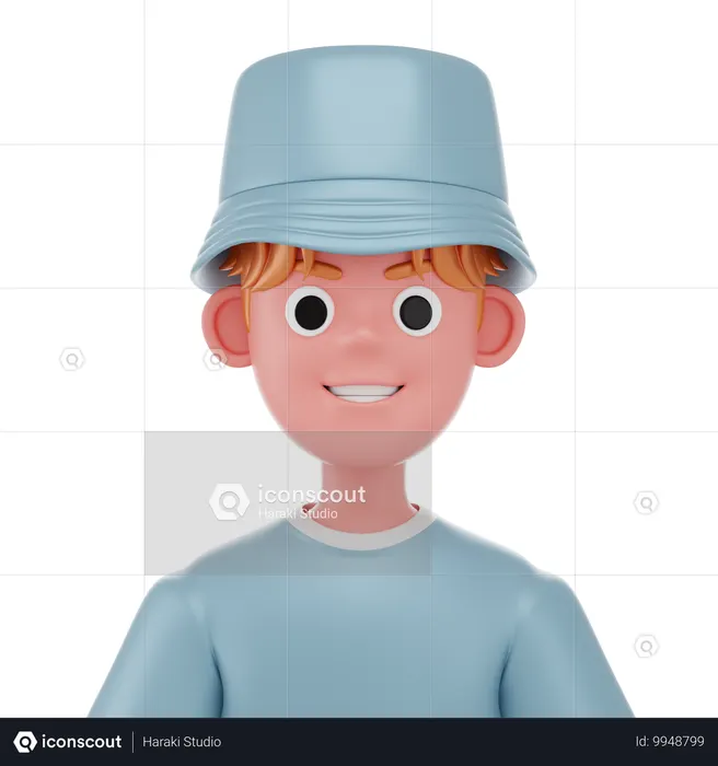 バケットハットの男  3D Icon