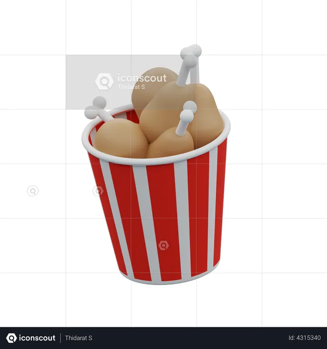 Bucket of Chicken  3D Illustration